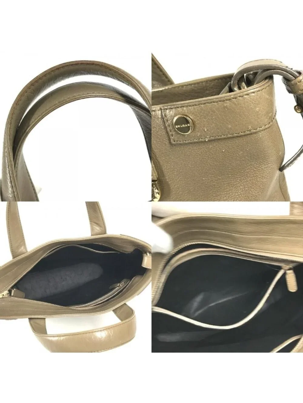 Bvlgari Shoulder Bag Sbulgari Logo Leather Gray